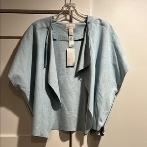 NWT Chico's Faux Suede Light Blue Open Front Jacket size 1